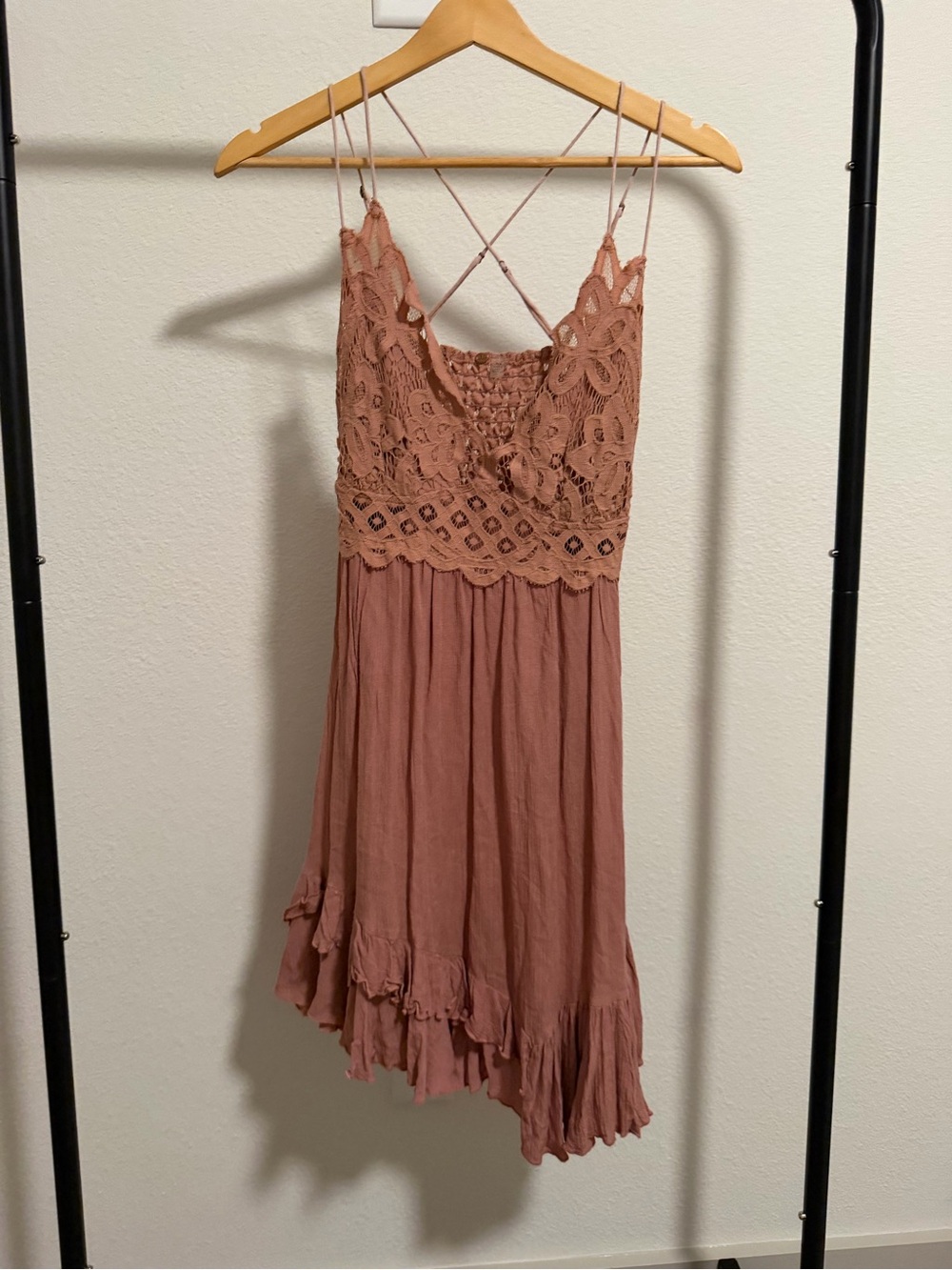 Free People FP One Lace Boho Midi Dress Mauve Size M